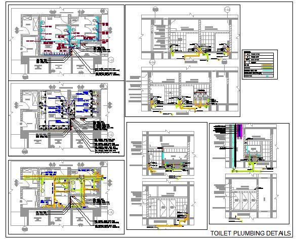 Public Washroom Plumbing Design CAD- Ladies & Gents Toilets